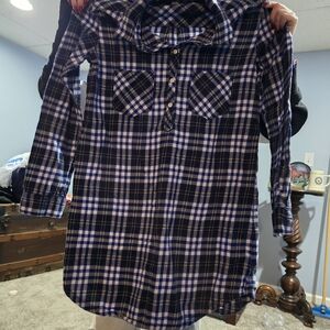 Aerie Blue and White Checkered Shirt